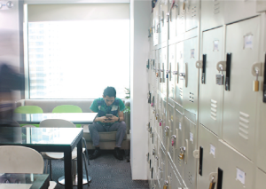 Lockers is added to secure staff's personal items before coming the operation floors.